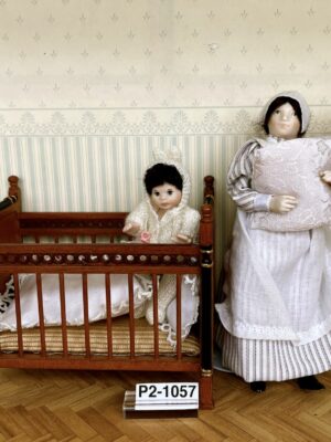 Magt und Baby im Biedermeier Bett