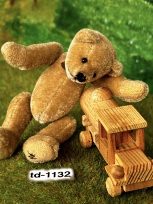 Teddy mit Holzauto