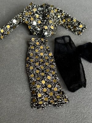 Cocktail Kleid (Pailletten, gold ) 1:12