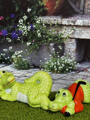 Porzellan Krokodile 9-10 cm